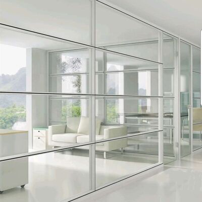 Muro divisorio de vidrio y aluminio para oficina, mampara de vidrio enmarcada, perfil de mampara con marco vertical